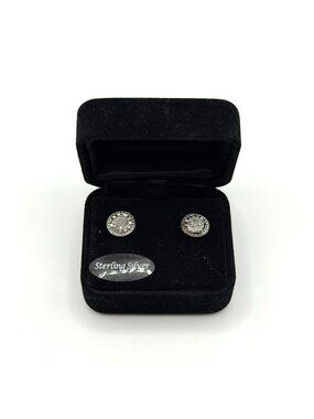 925 Sterling Silver Bridge Diamond Earrings